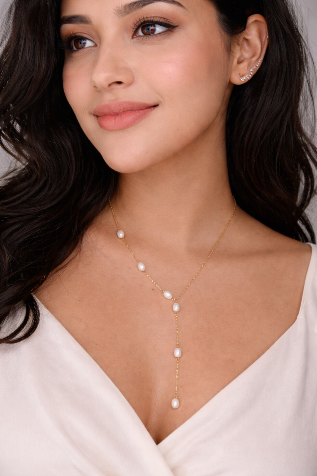 Aurora Pearl Drop Necklace – 18K PVD Gold Plated Freshwater Pearl Necklace