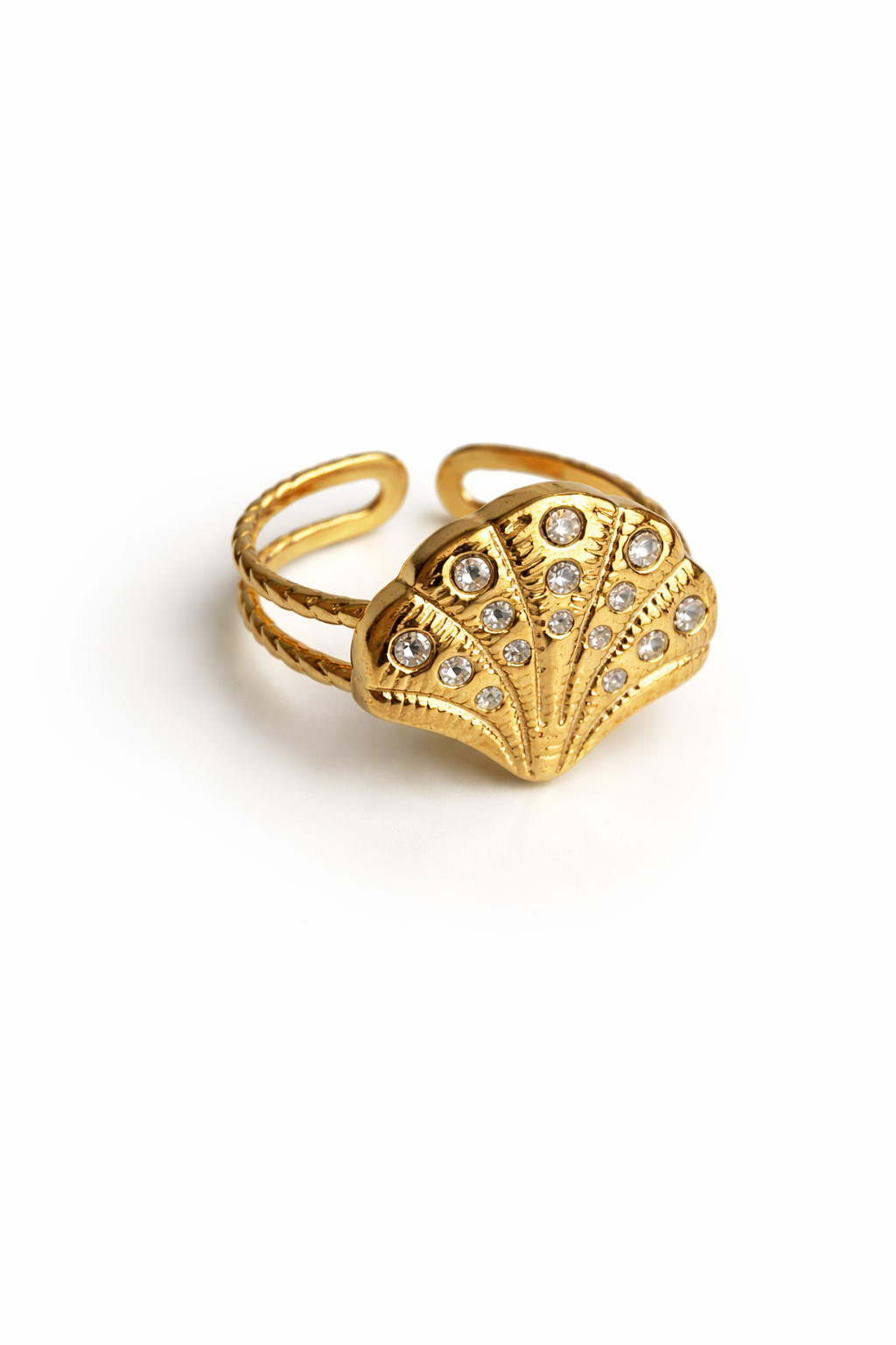 Golden Elegance Ring Trio – 18K Gold PVD Adjustable Ring Set