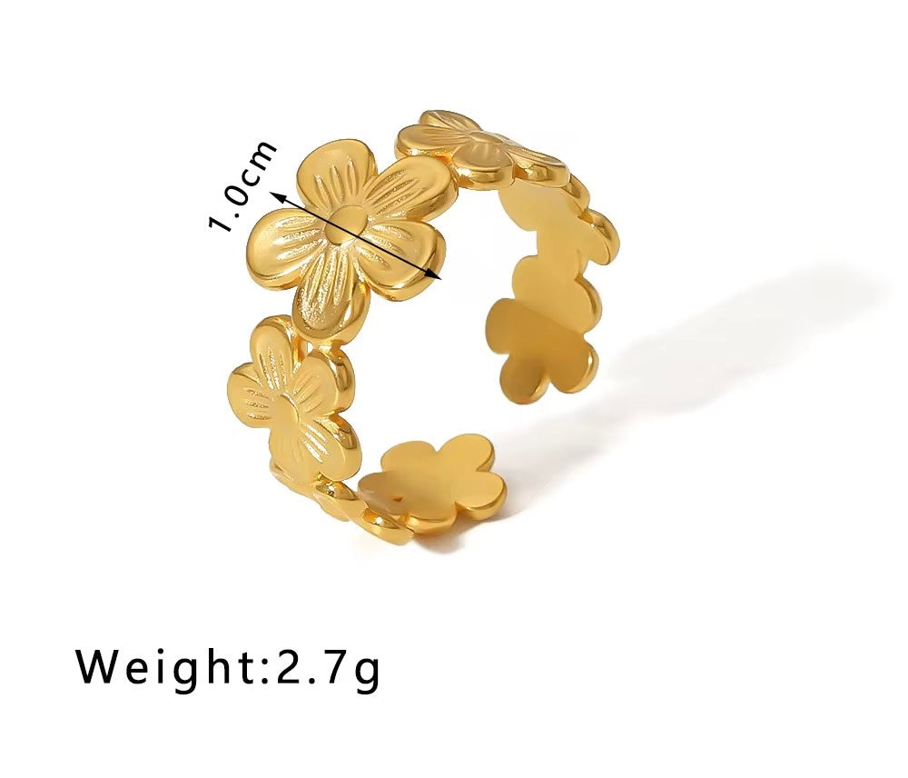 Bloom Flower Band Ring – 18K PVD Gold Plated Floral Ring
