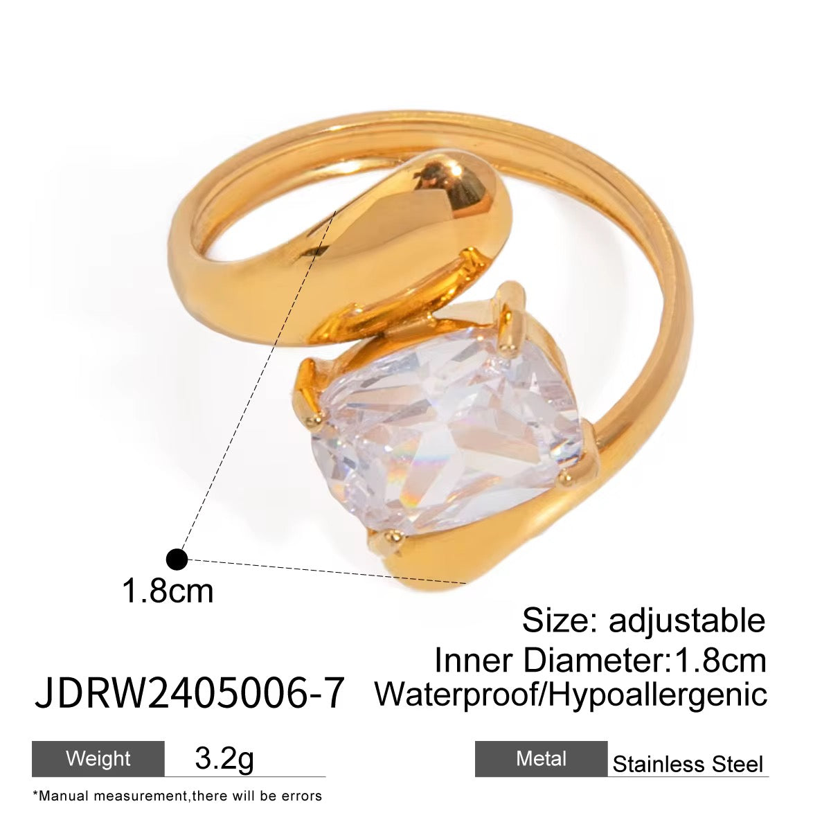 Cushion Cut Cubic Zirconia Statement Ring