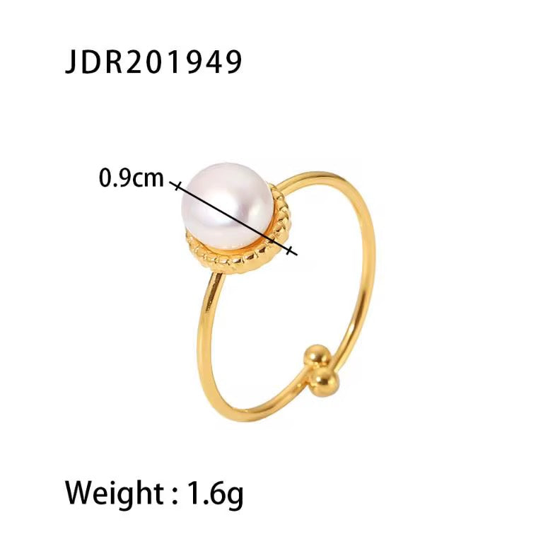 Pearl Bezel Open Ring