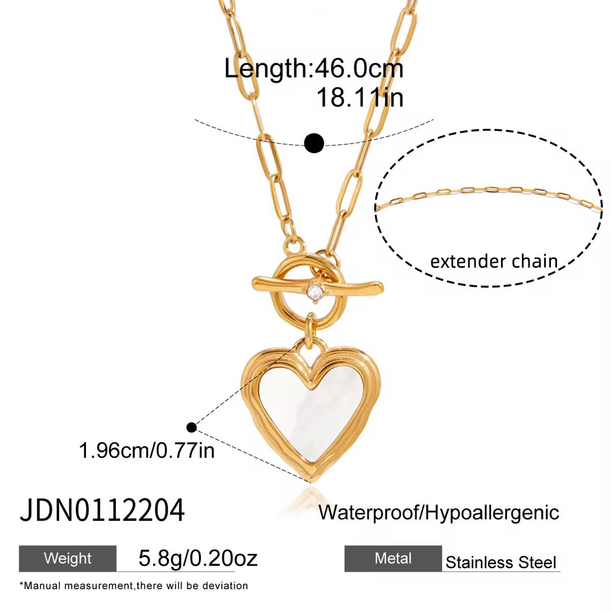 Gold Heart Toggle Necklace