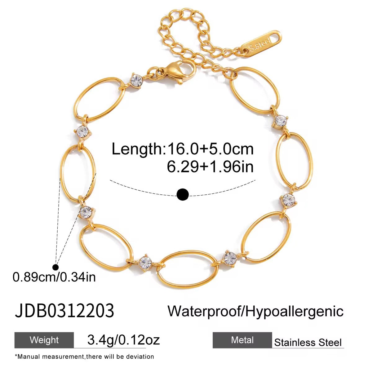 18K PVD Gold Plated Oval Link Bracelet