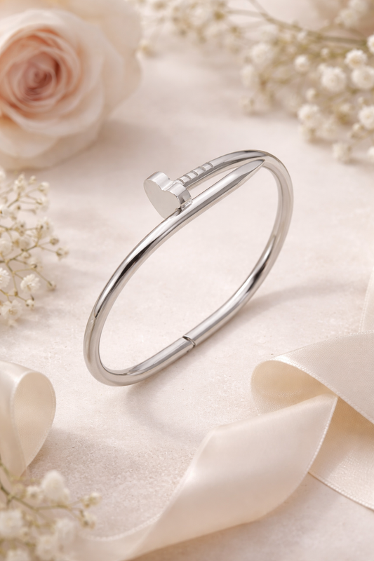 Heart Nail Bangle | Minimal Luxury Bracelet