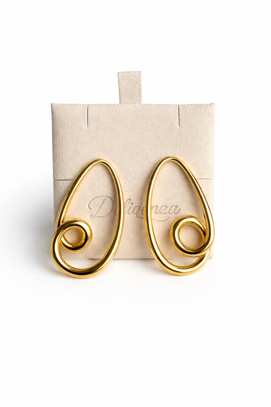 Sculpted Teardrop Loop Earrings – 18K PVD Gold Plated Statement Earrings