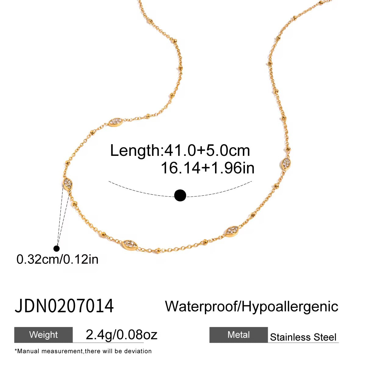 Delicate Gold Crystal Station Necklace – Minimalist Dainty Chain