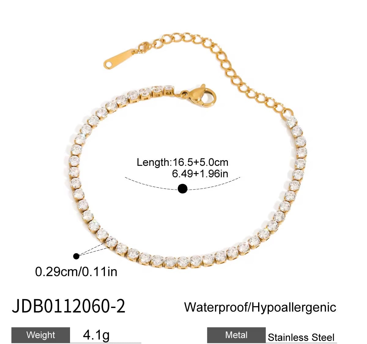 Classic Radiance Tennis Bracelet – 18K PVD Gold plated