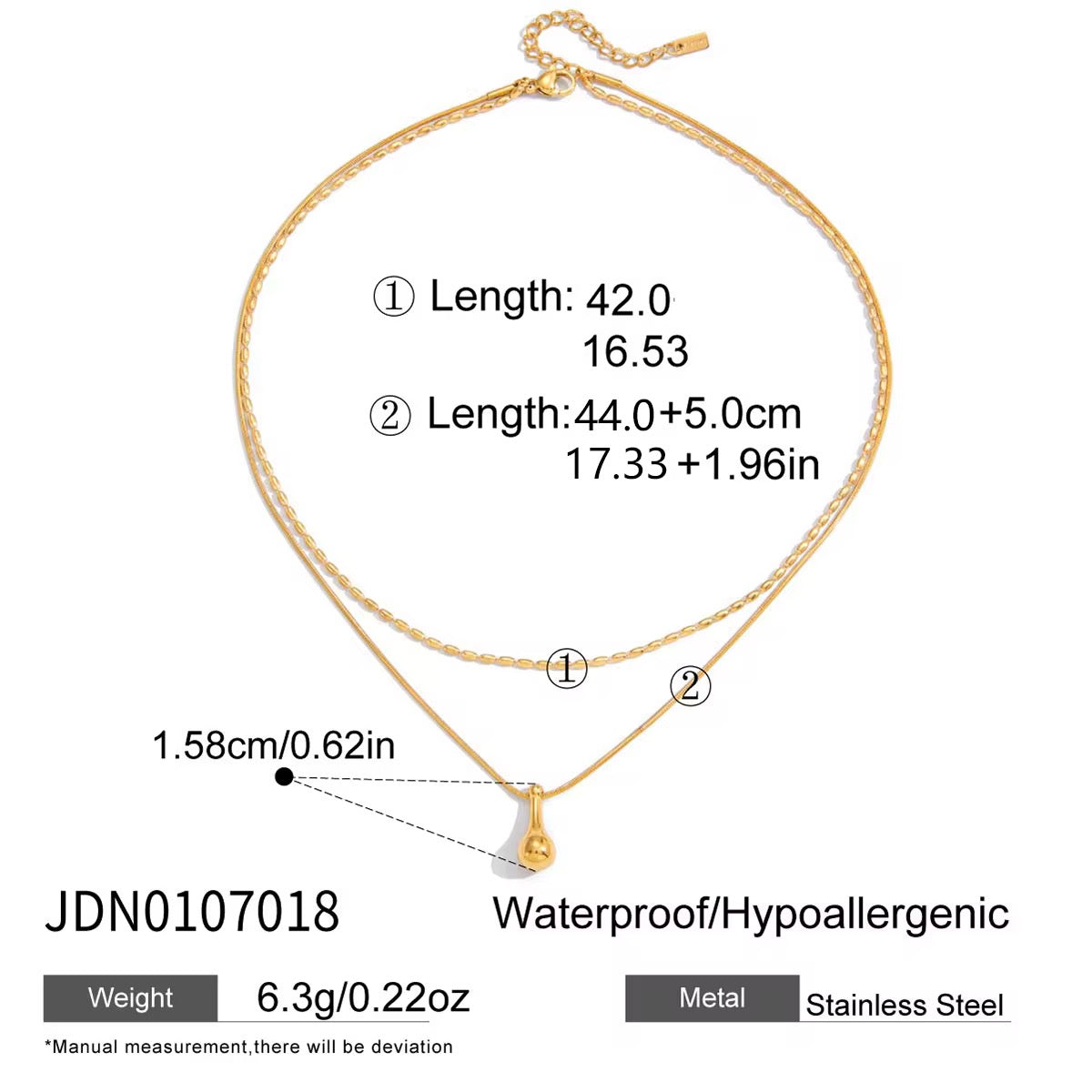 Luna Drop Layered Necklace – 18K PVD gold plated