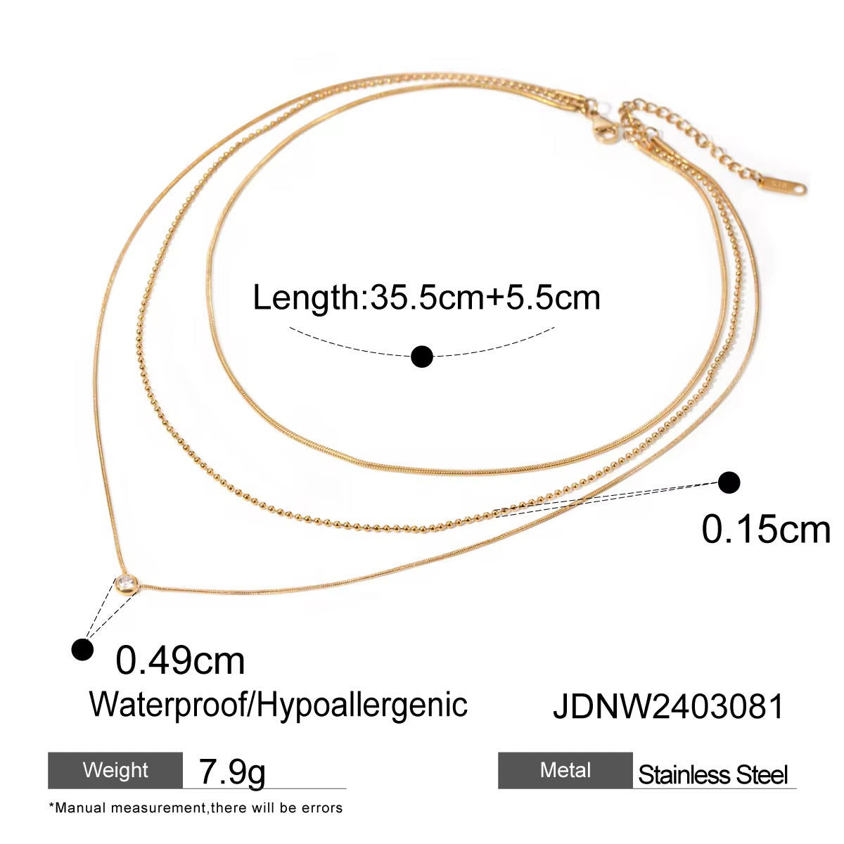 Celeste Trio Layered Necklace – 18K PVD Gold with Cubic Zirconia