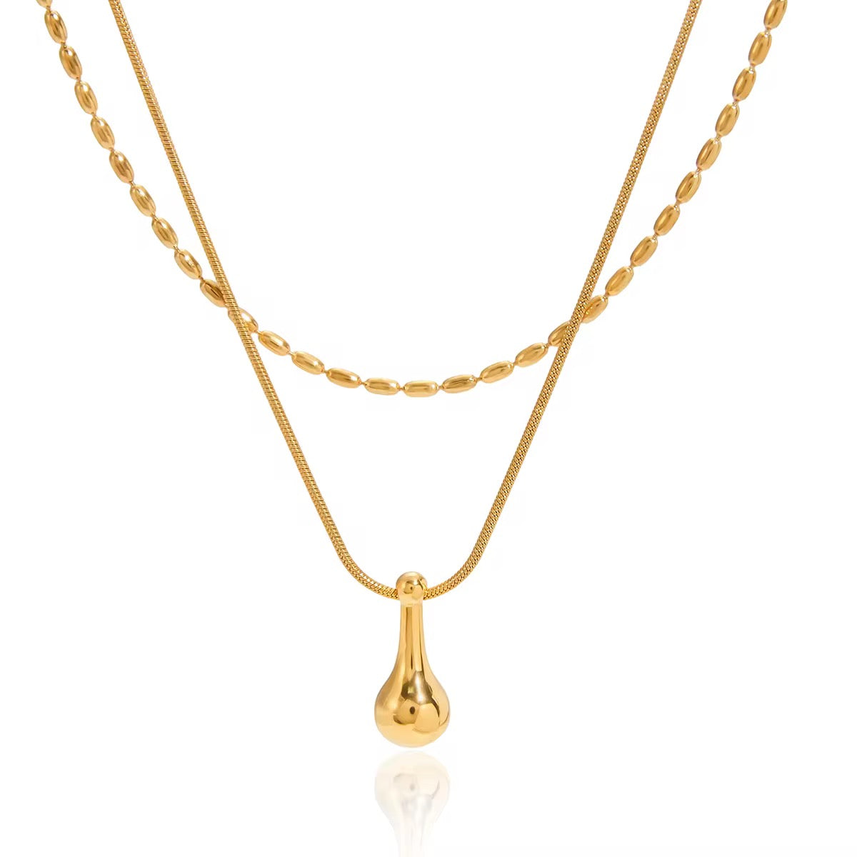 Luna Drop Layered Necklace – 18K PVD gold plated