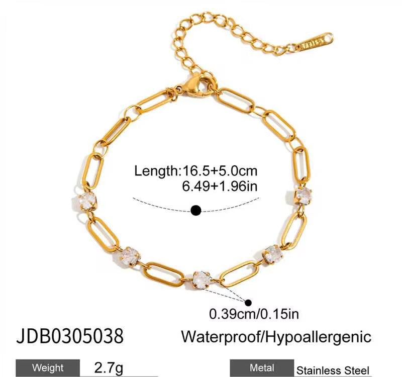 Stella Radiance Link Bracelet – 18K PVD Gold with Cubic Zirconia