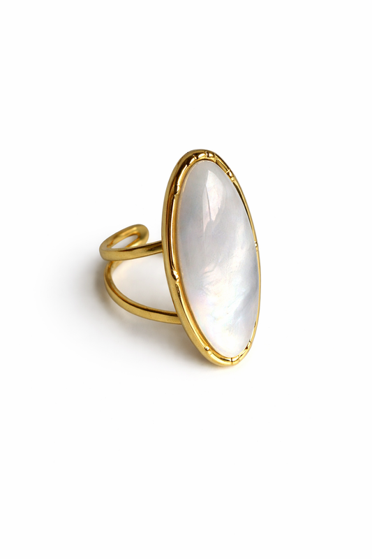 Lumi Oval Pearl Ring – 18K Gold PVD Adjustable Ring
