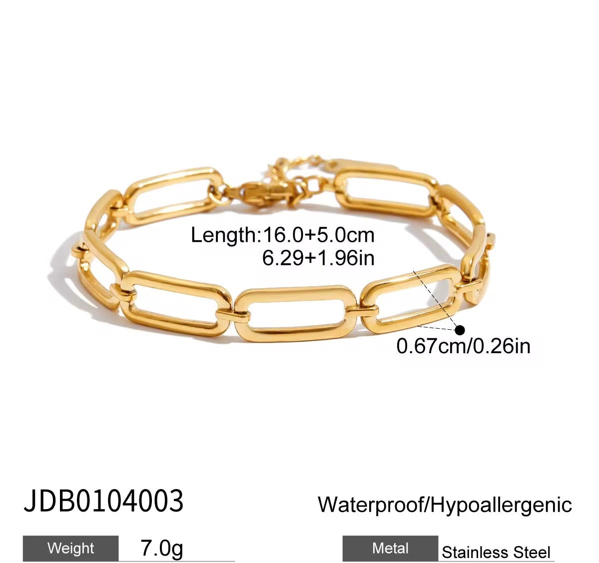 Aurelia Paperclip Link Bracelet – 18K PVD Gold