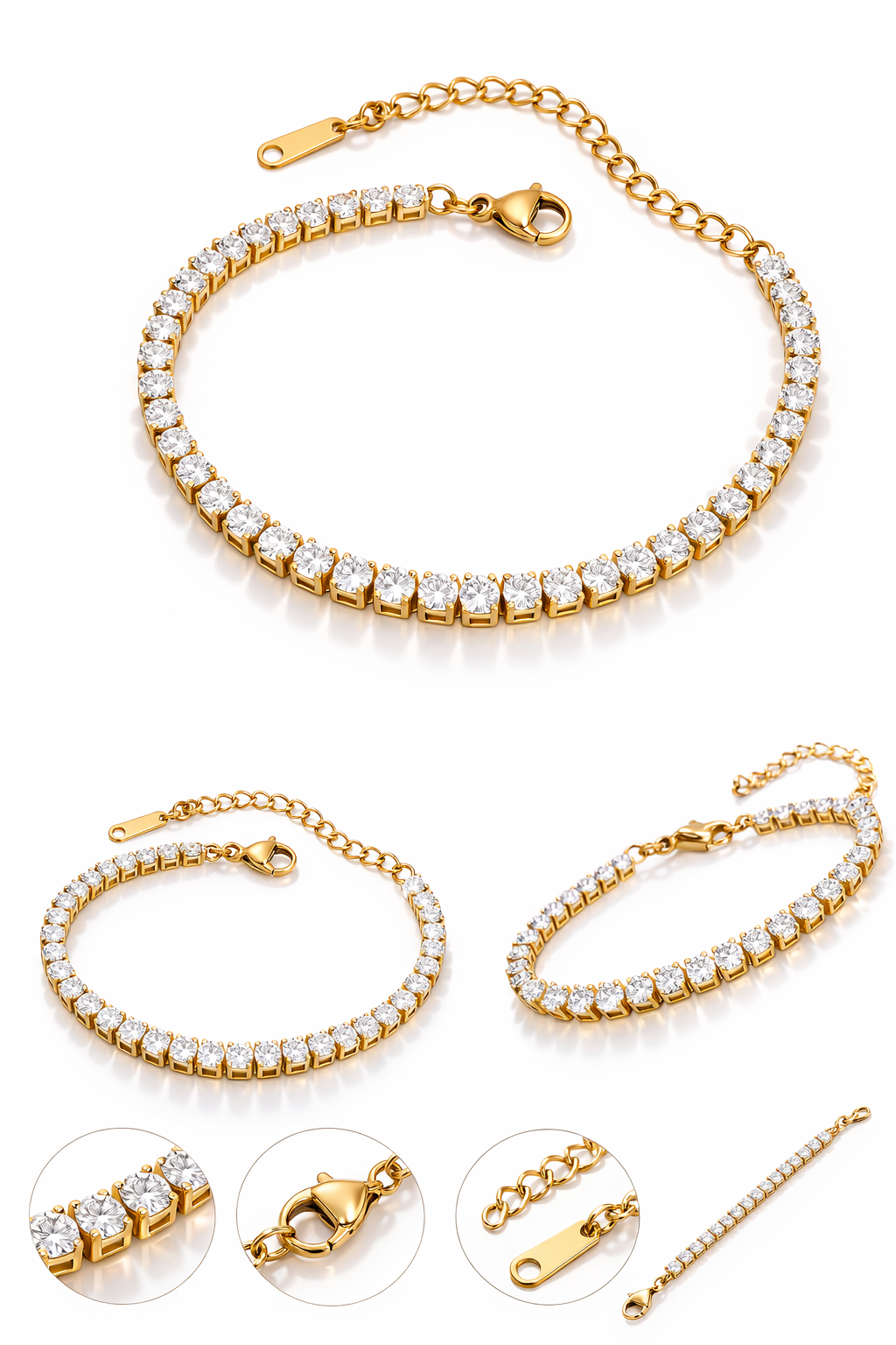 Classic Radiance Tennis Bracelet – 18K PVD Gold plated