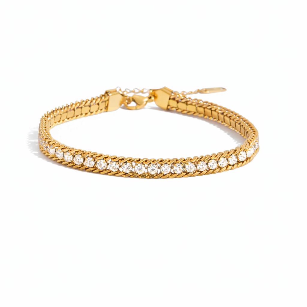 Imperial Glow Tennis Bracelet – 18K PVD Gold with Cubic Zirconia