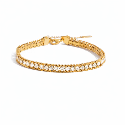 Imperial Glow Tennis Bracelet – 18K PVD Gold with Cubic Zirconia