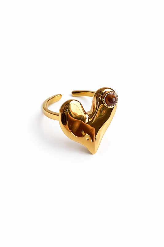 Sculpted Heart Adjustable Ring – 18K PVD Gold Plated Stainless Steel