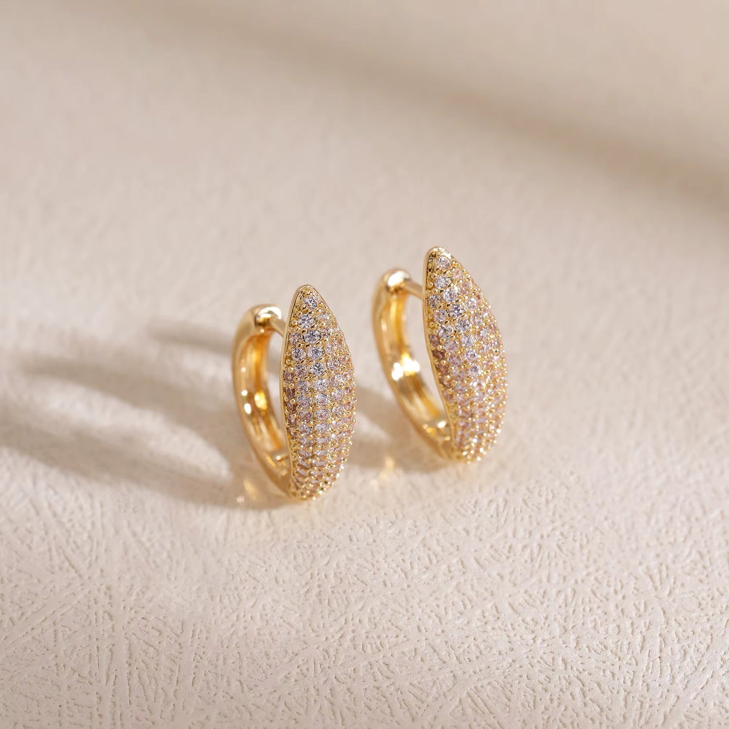Pave Hoop Earrings – Cubic Zirconia Sparkle Hoops - 18K PVD Gold Plated