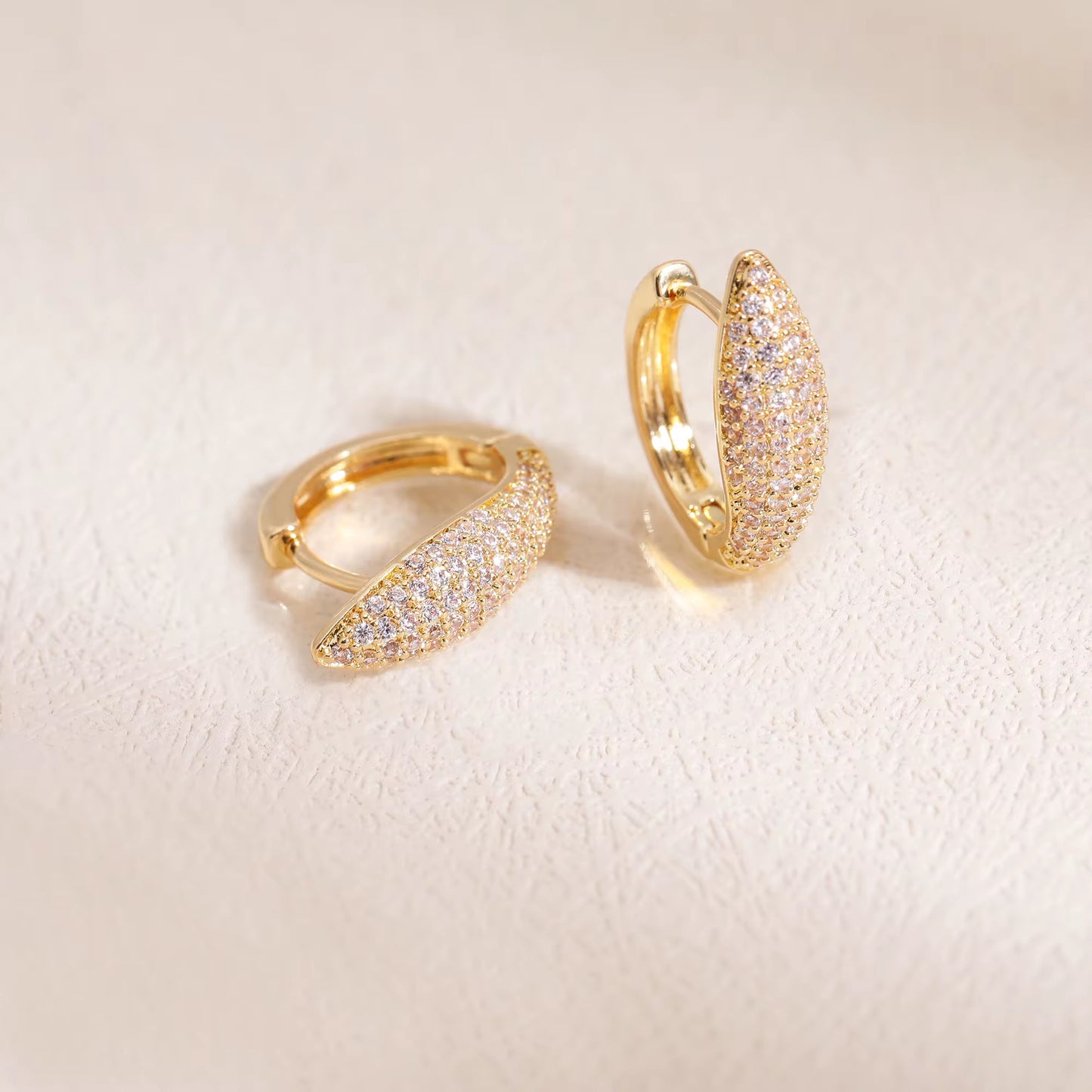Pave Hoop Earrings – Cubic Zirconia Sparkle Hoops - 18K PVD Gold Plated