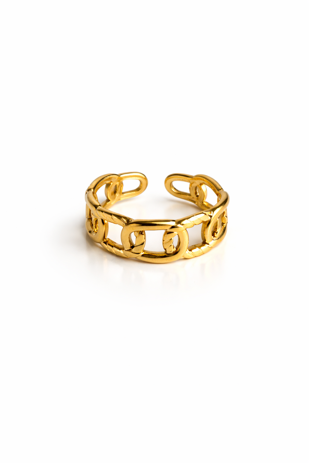 Nova Chain Link Ring – 18K Gold PVD Adjustable Statement Ring