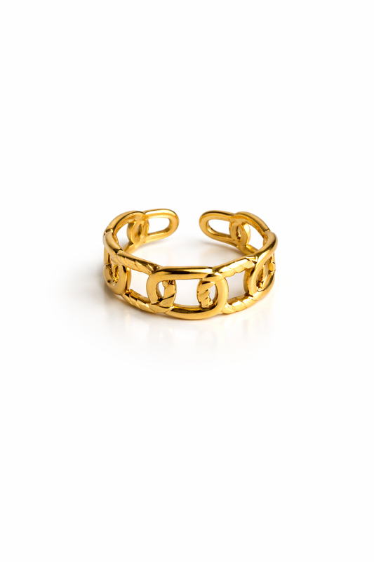 Nova Chain Link Ring – 18K Gold PVD Adjustable Statement Ring