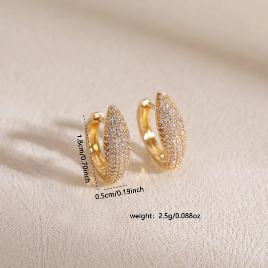 Pave Hoop Earrings – Cubic Zirconia Sparkle Hoops - 18K PVD Gold Plated
