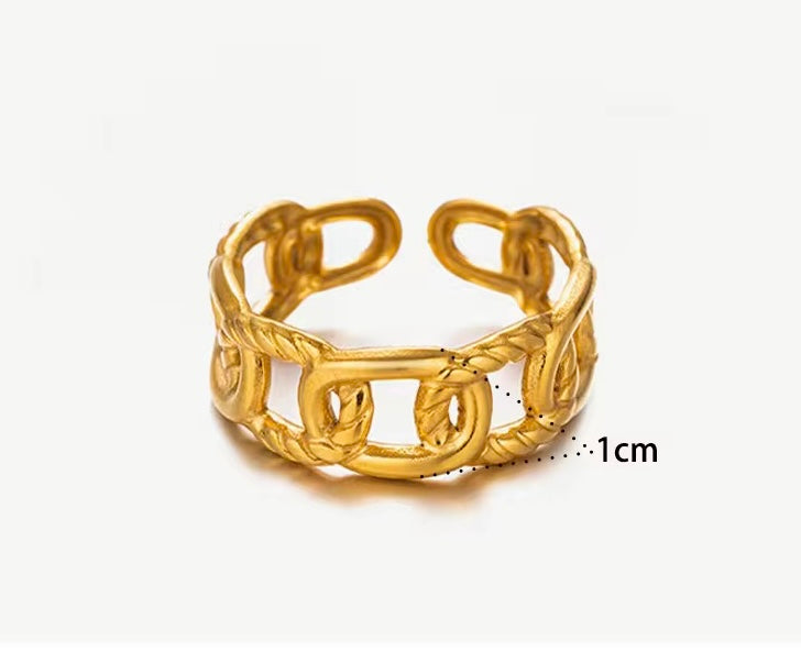 Nova Chain Link Ring – 18K Gold PVD Adjustable Statement Ring