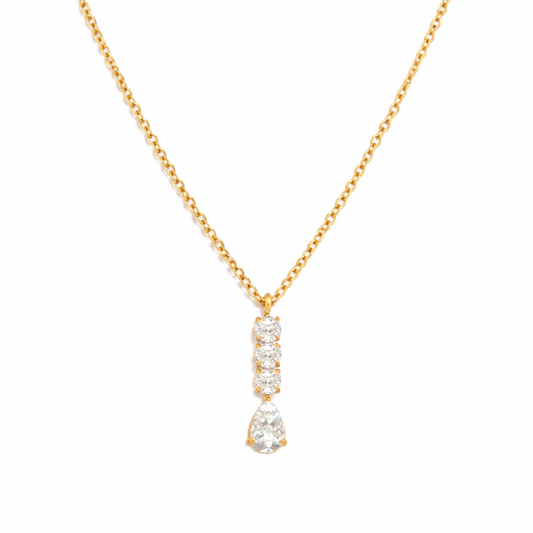 Eterna Drop Pendant Necklace – 18K PVD Gold with Cubic Zirconia
