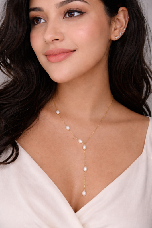 Aurora Pearl Drop Necklace – 18K PVD Gold Plated Freshwater Pearl Necklace