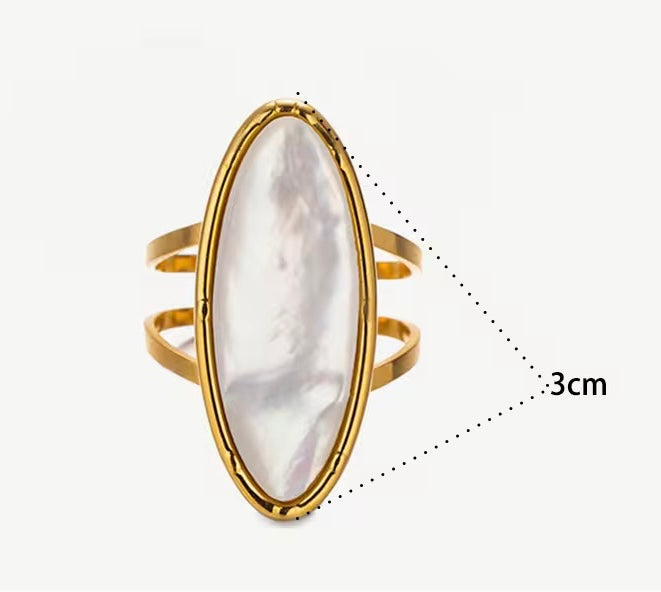 Lumi Oval Pearl Ring – 18K Gold PVD Adjustable Ring