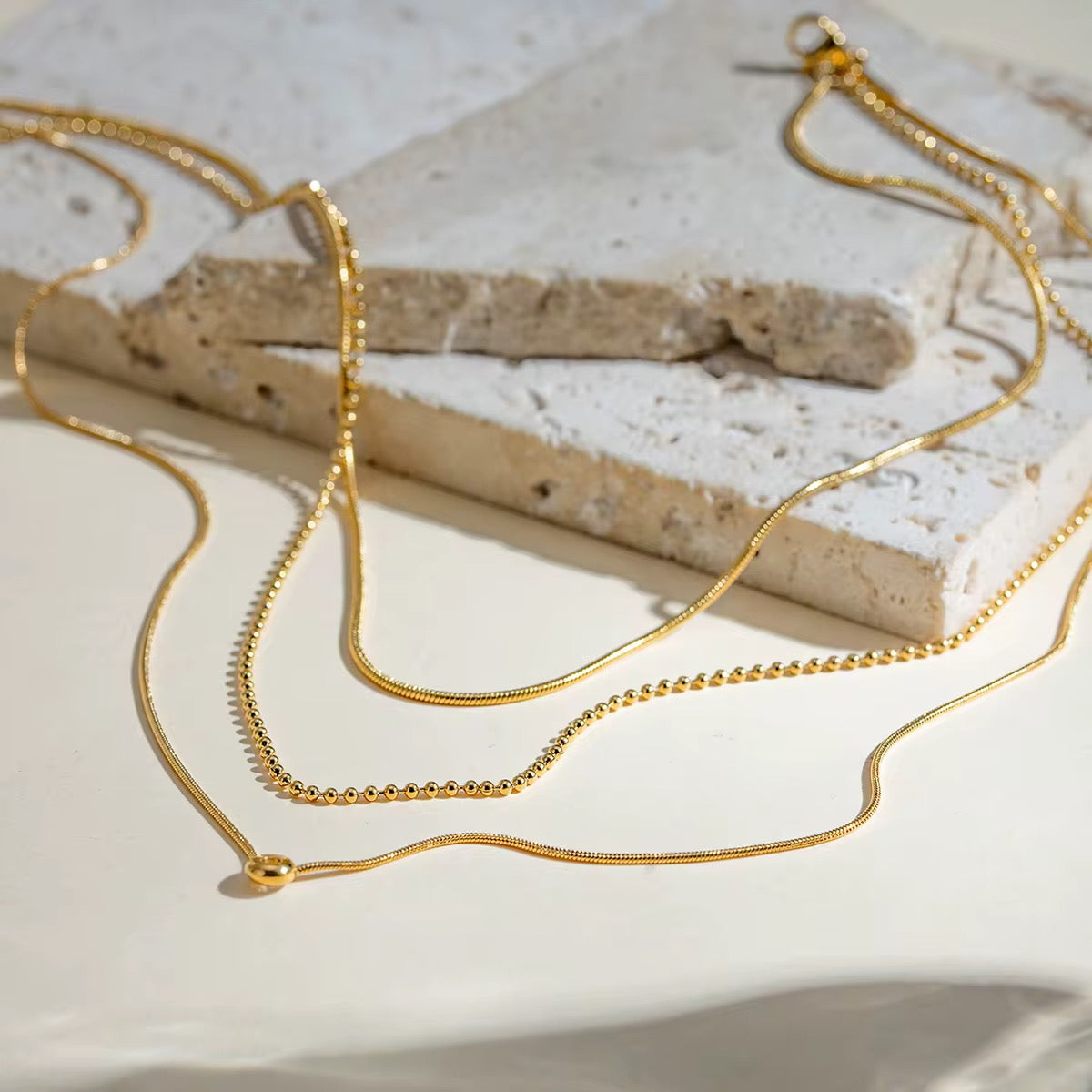 Celeste Trio Layered Necklace – 18K PVD Gold with Cubic Zirconia
