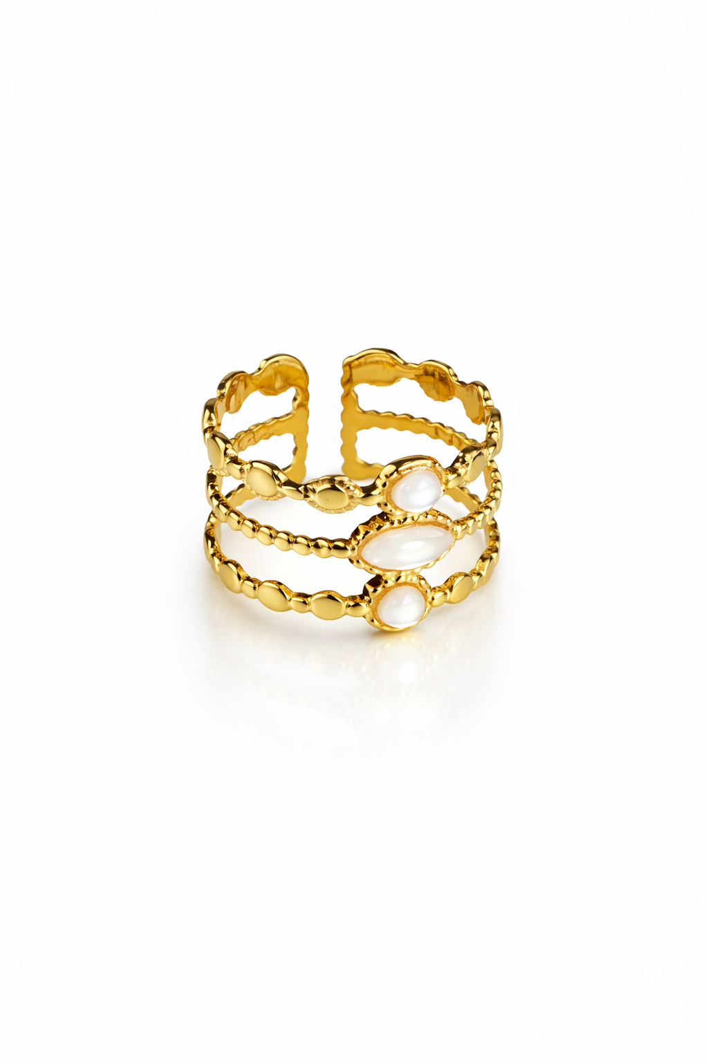 Aurelia Layered Pearl Ring – 18K Gold PVD Adjustable Ring