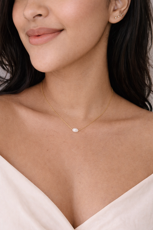 Solène Pearl Necklace – 18K PVD Gold Plated Freshwater Pearl Necklace