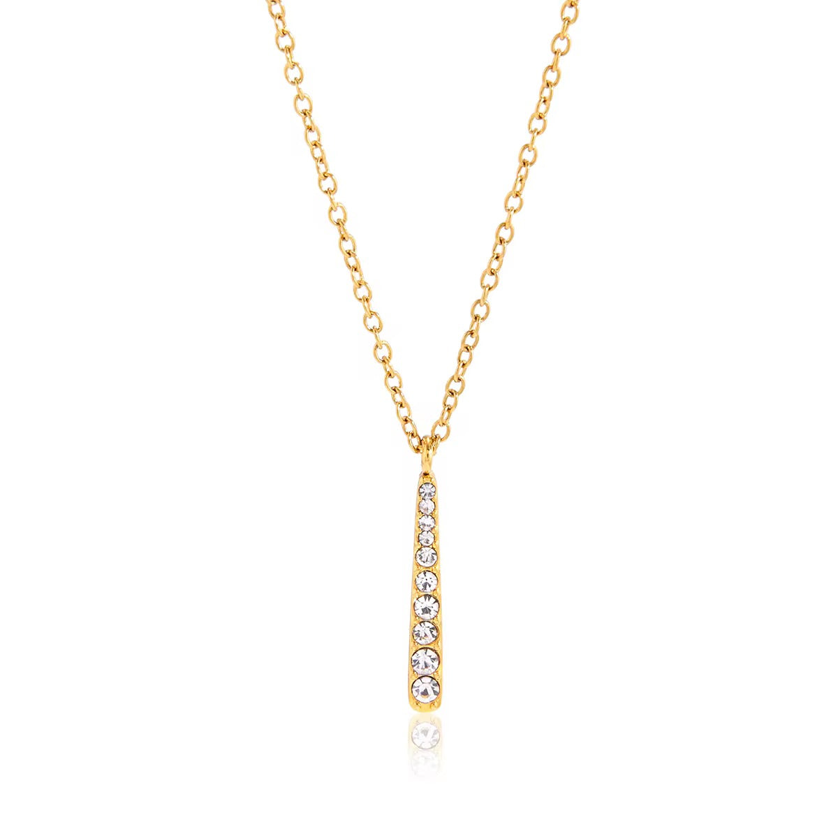 Radiant Line Pendant Necklace – 18K PVD Gold with Cubic Zirconia