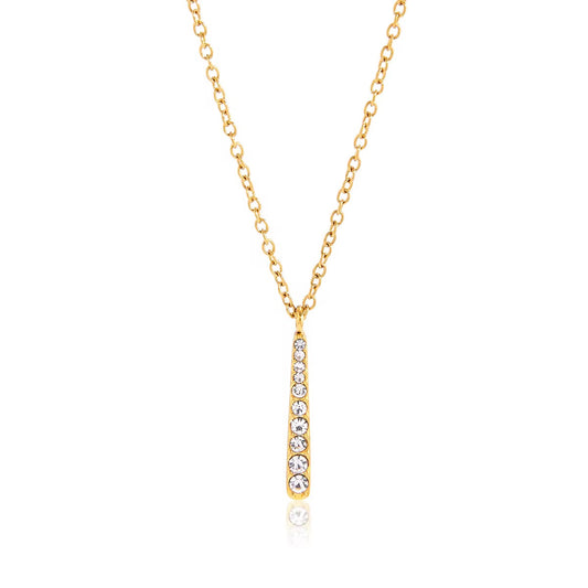 Radiant Line Pendant Necklace – 18K PVD Gold with Cubic Zirconia