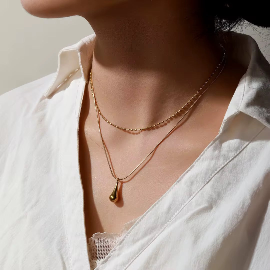 Luna Drop Layered Necklace – 18K PVD gold plated