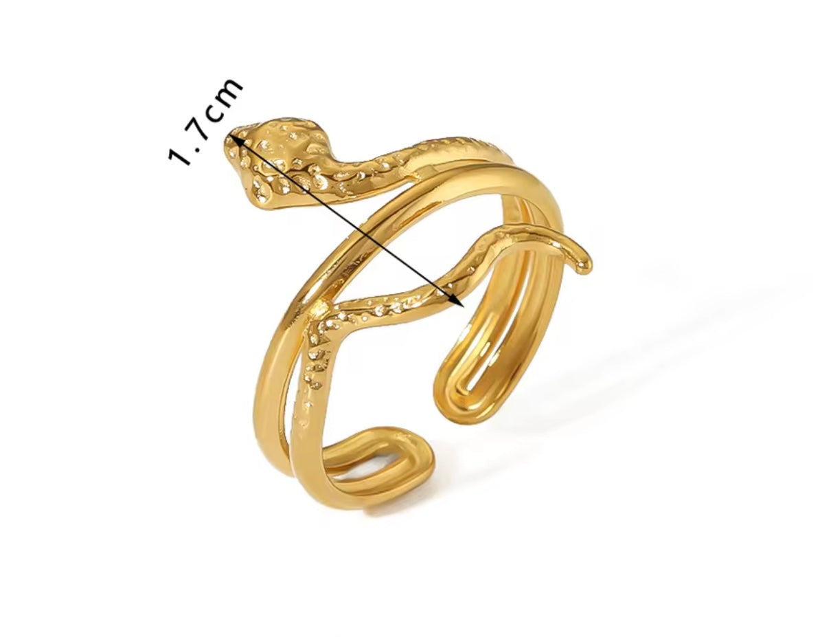 Serpent Wrap Ring – 18K PVD Gold Plated Adjustable Snake Ring