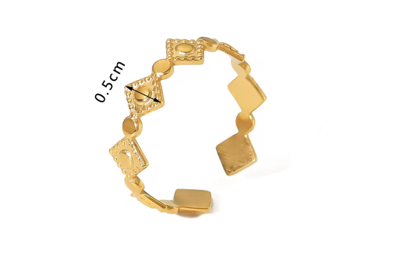 Geo Diamond Band Ring – 18K PVD Gold Plated Adjustable Ring