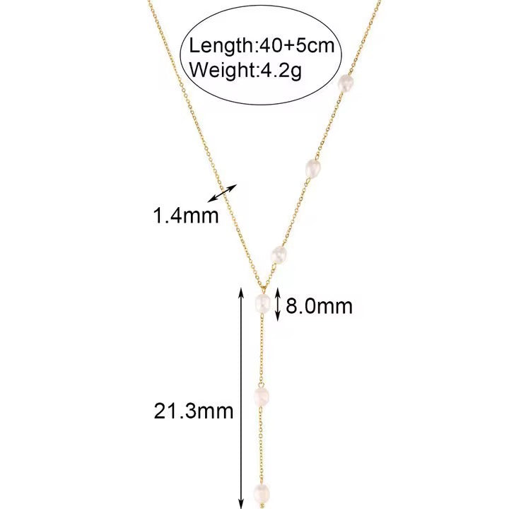 Aurora Pearl Drop Necklace – 18K PVD Gold Plated Freshwater Pearl Necklace