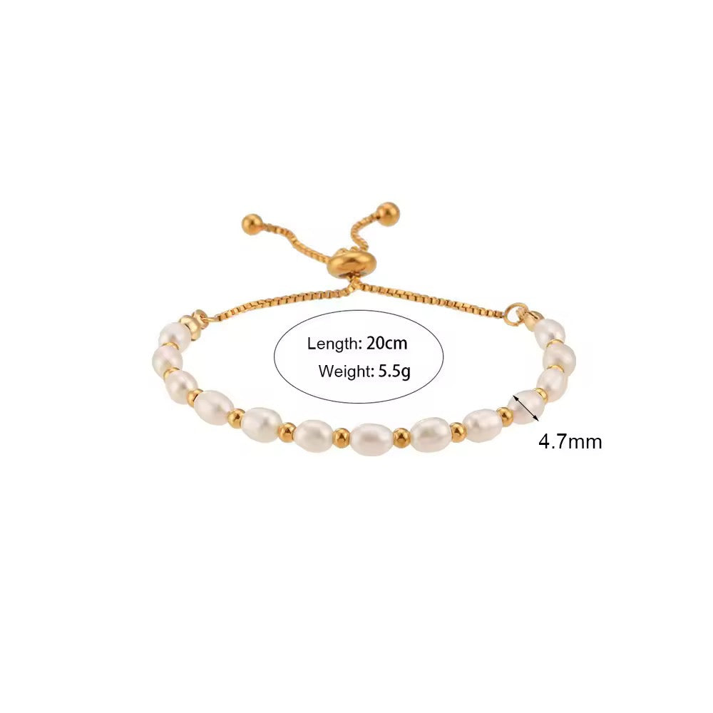 Elara Pearl Bracelet – 18K PVD Gold Plated Freshwater Pearl Bracelet
