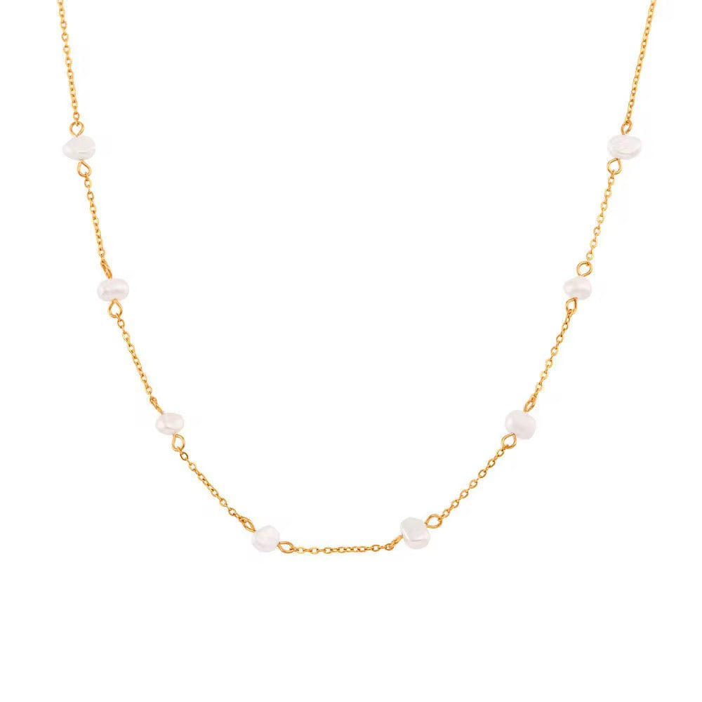 Luna Pearl Chain Necklace – 18K PVD Gold Plated