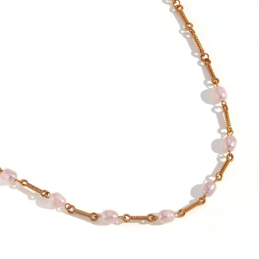 Élise Pearl Chain Necklace – 18K PVD Gold Plated