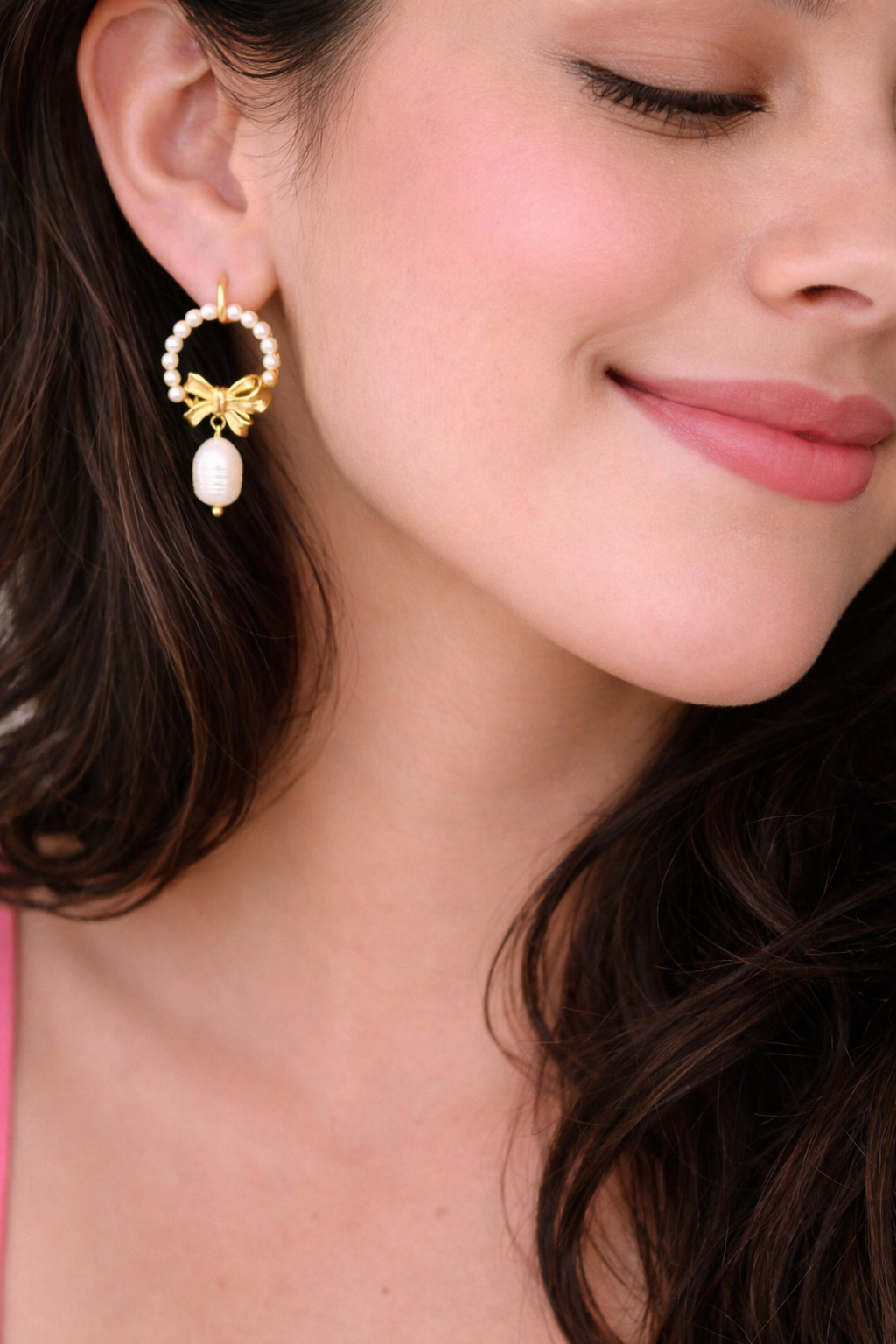 Ivory Halo Pearl Drop Earrings – 18K PVD Gold Plated