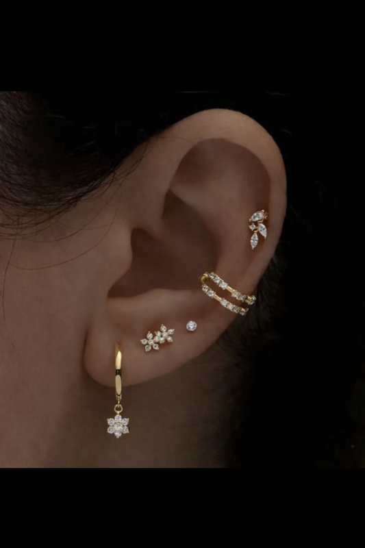 Liora Floral Crystal Ear Stack – 18K PVD Gold Plated