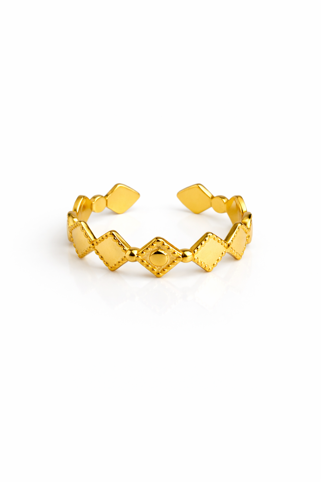 Geo Diamond Band Ring – 18K PVD Gold Plated Adjustable Ring