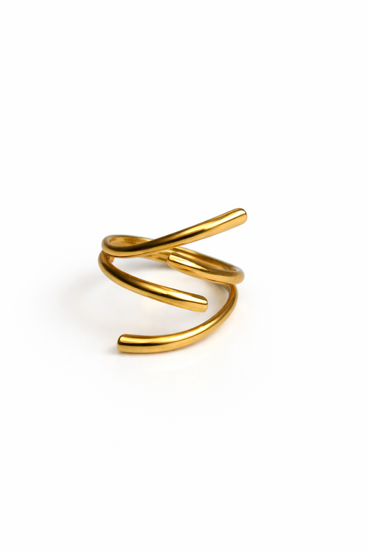 Golden Spiral Ring – 18K PVD Gold Plated Adjustable Ring