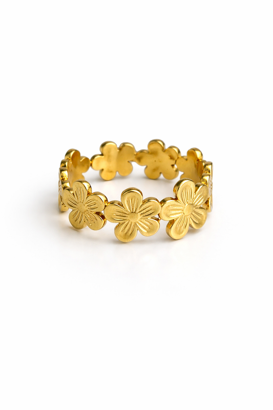 Bloom Flower Band Ring – 18K PVD Gold Plated Floral Ring