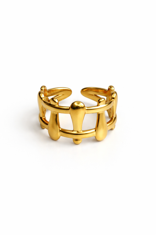 Modern Link Statement Ring – 18K PVD Gold Plated Adjustable Ring