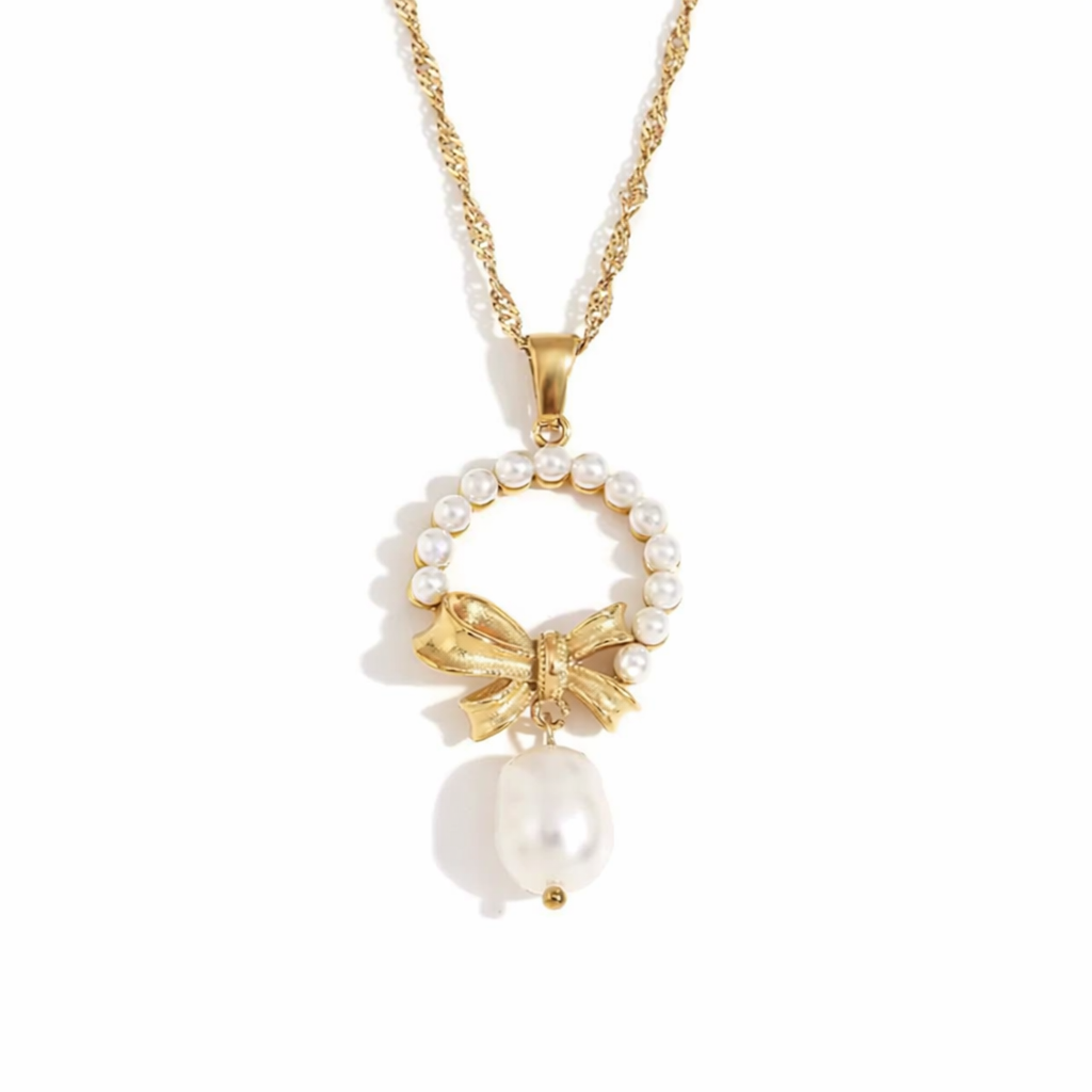 Ivory Halo Pearl Necklace – 18K PVD Gold Plated