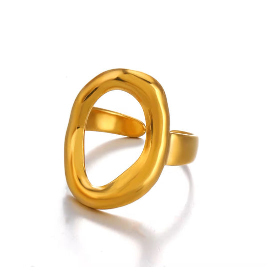 Deligenza Bold Oval Statement Ring – 18K PVD Gold Plated